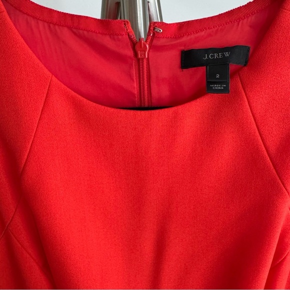 J. Crew Elegant Career Cocktail Red Sleeveless Midi Crepe Dress 100% Wool size 2 - Picture 3 of 8
